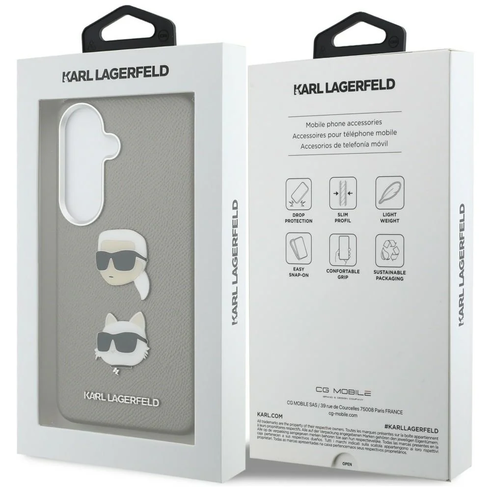 Case for Samsung Galaxy S26 S942, Karl Lagerfeld, Saffiano Karl & Choupette's Head Pin, Grey - Image 7