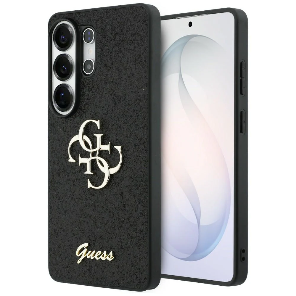 Case for Samsung Galaxy S26 Ultra S948, Guess, Fixed Glitter Big 4G Metal Frame, Black