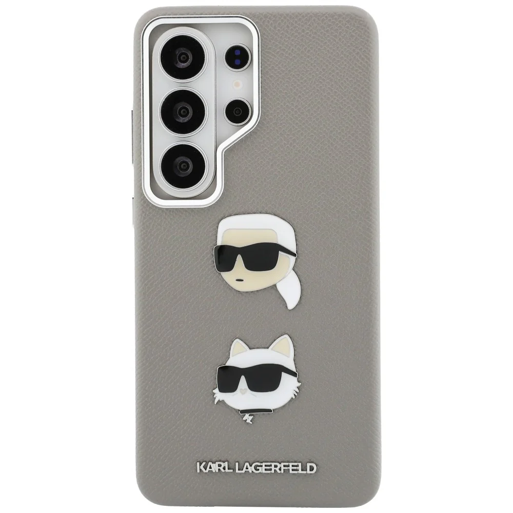 Case for Samsung Galaxy S26 Ultra S948, Karl Lagerfeld, Saffiano Karl & Choupette's Head Pin, Grey - Image 3