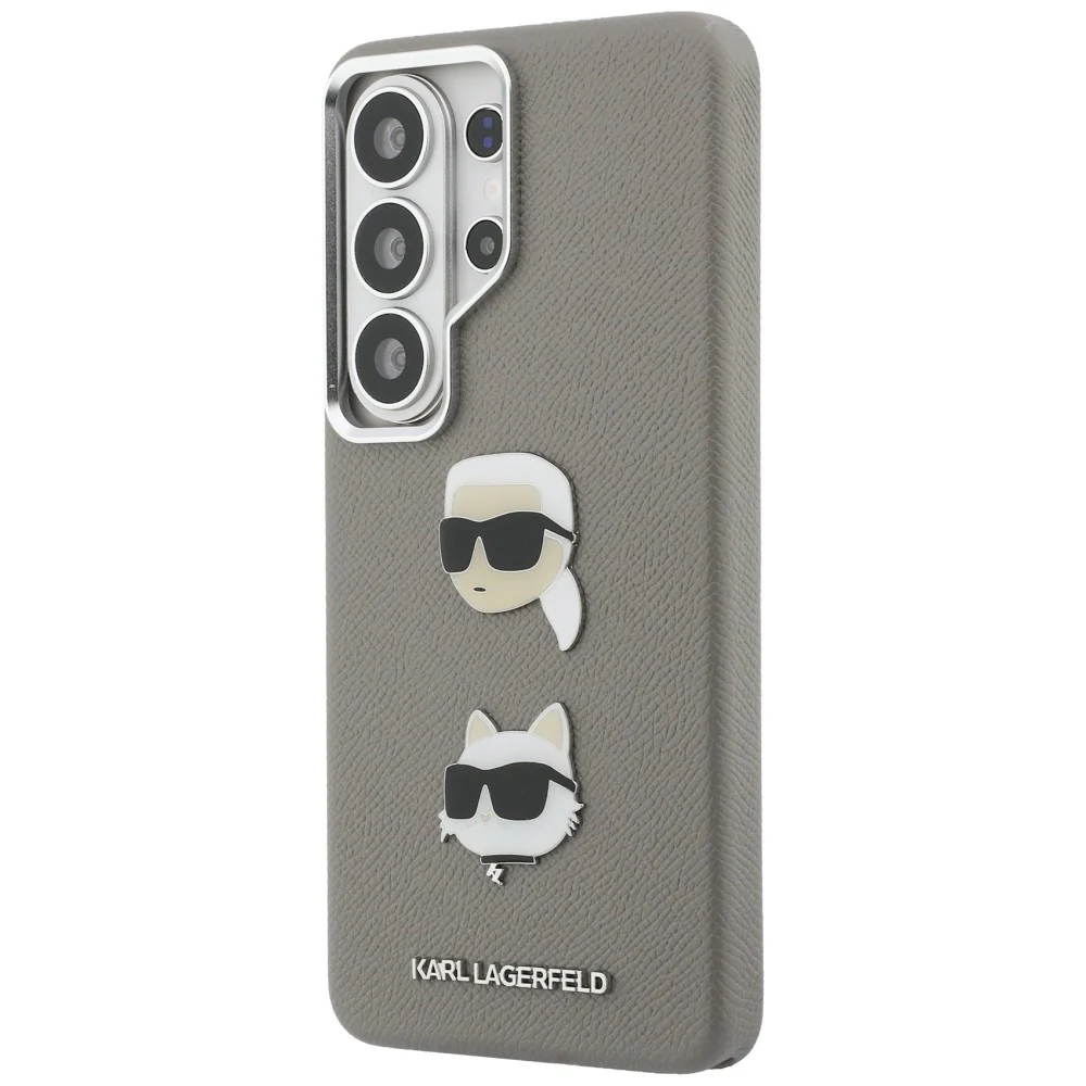 Case for Samsung Galaxy S26 Ultra S948, Karl Lagerfeld, Saffiano Karl & Choupette's Head Pin, Grey - Image 4
