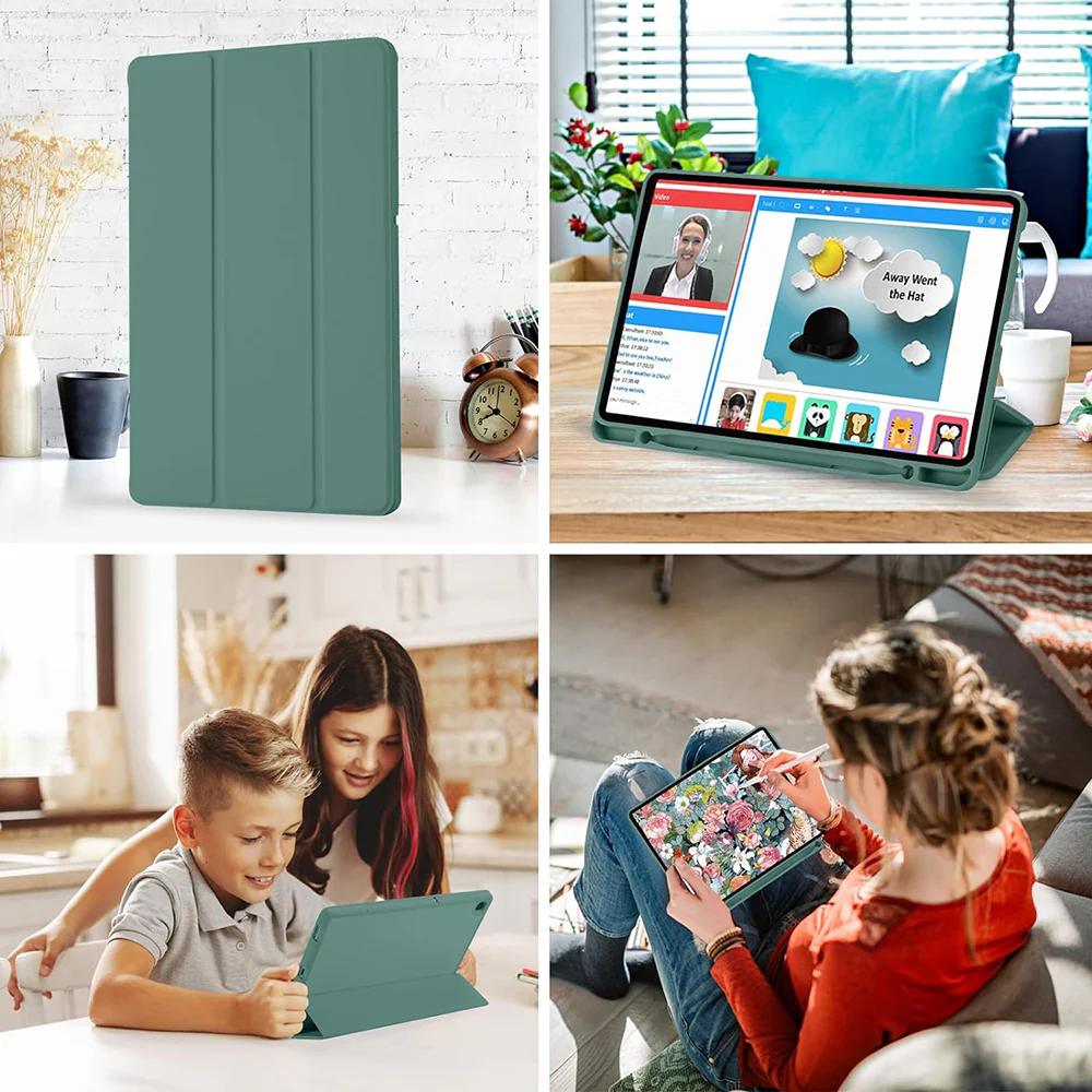 Case for Samsung Galaxy Tab S6 Lite (2024) / Tab S6 Lite (2022) / Tab S6 Lite (2020), Techsuit, Flex Trifold, Green - Image 5