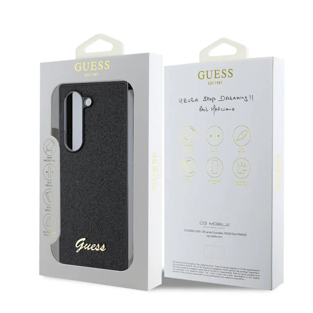 Case for Samsung Galaxy Z Fold6 F956, Guess, Glitter Script, Black - Image 7