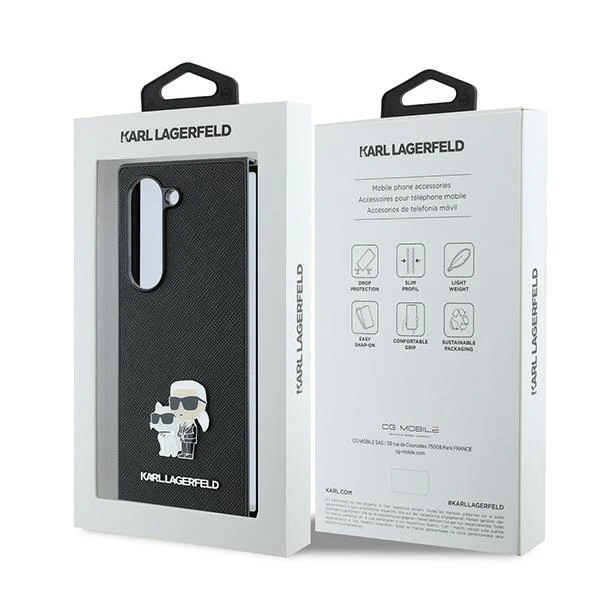 Case for Samsung Galaxy Z Fold6 F956, Karl Lagerfeld, Saffiano Karl & Choupette Metal, Black - Image 7