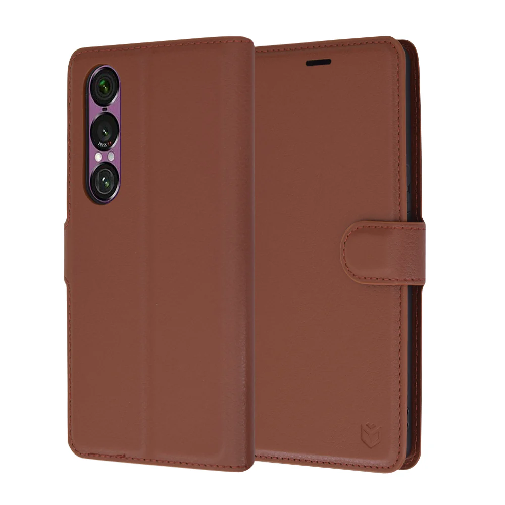 Case for Sony Xperia 1 VI, Techsuit, Leather Folio, Brown