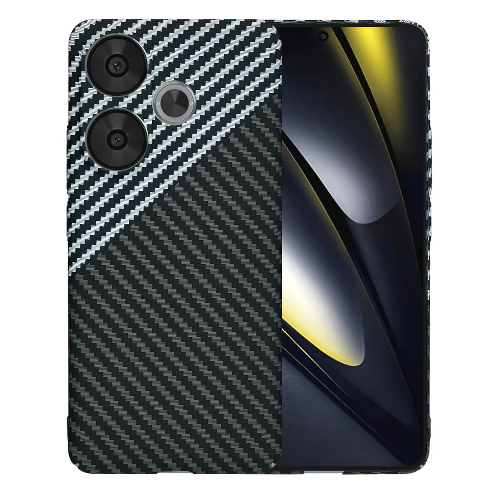 Case for Xiaomi Poco F6, Techsuit, Carbonite FiberShell, Black Gray