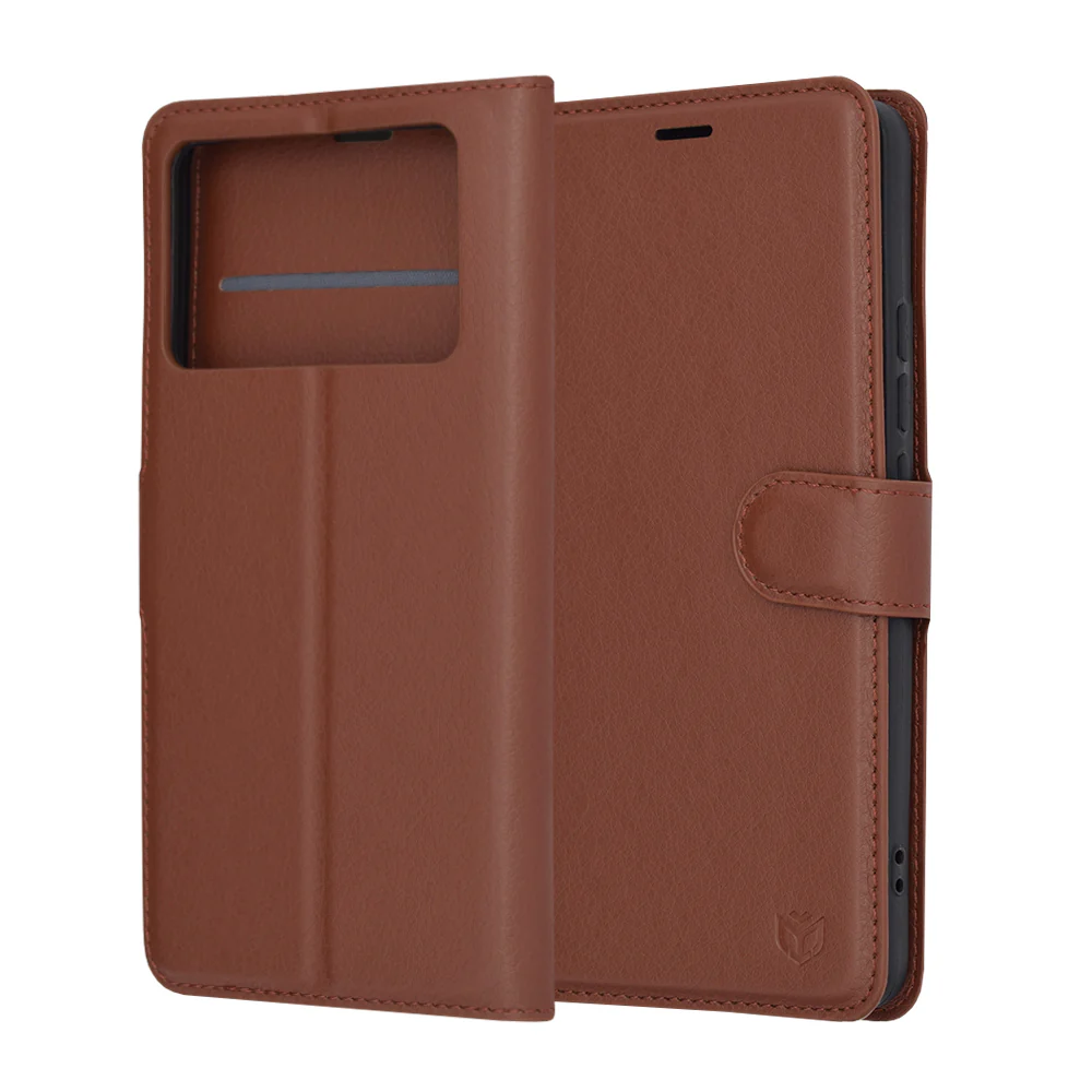 Case for Xiaomi Poco X6 Pro, Techsuit, Leather Folio, Brown - Image 6