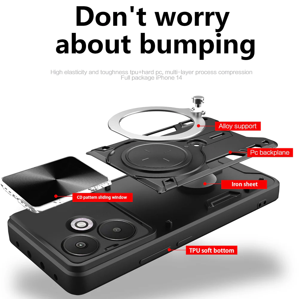 Case for Xiaomi Redmi 13C 5G, Techsuit, CamGuard Pro, Black - Image 2