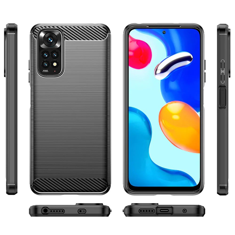 Case for Xiaomi Redmi Note 11S / Note 11, Techsuit, Carbon, Black - Image 2