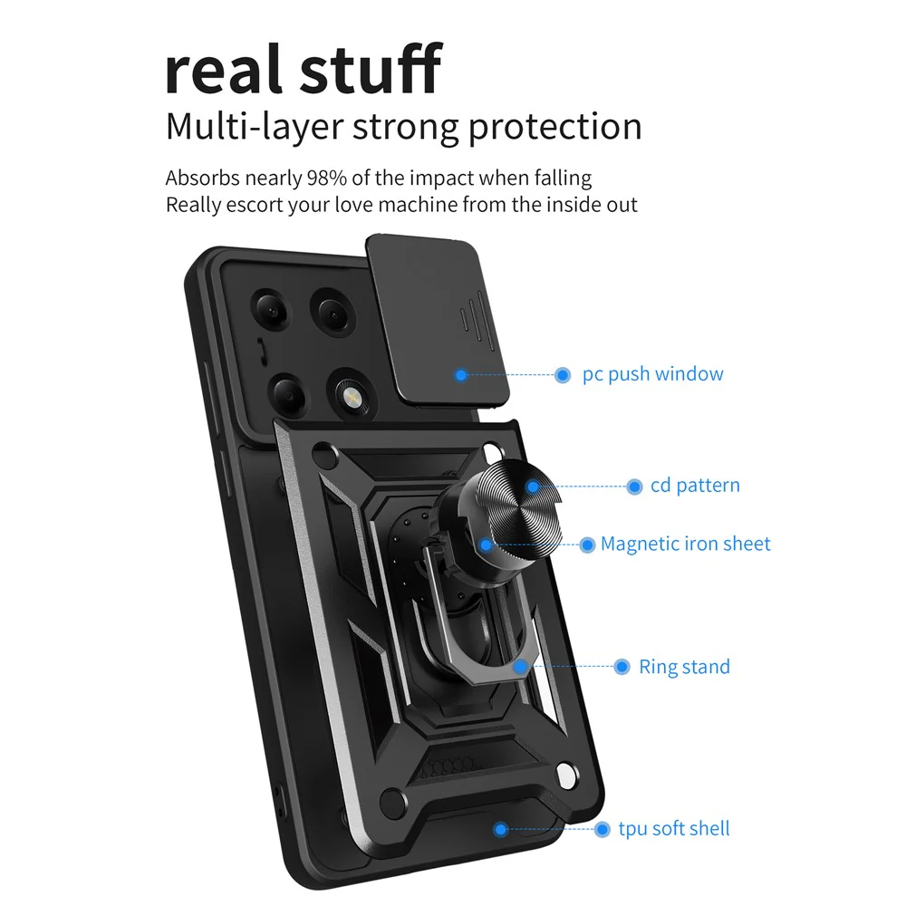 Case for Xiaomi Redmi Note 13 Pro 4G / Poco M6 Pro 4G, Techsuit, CamShield, Black - Image 3