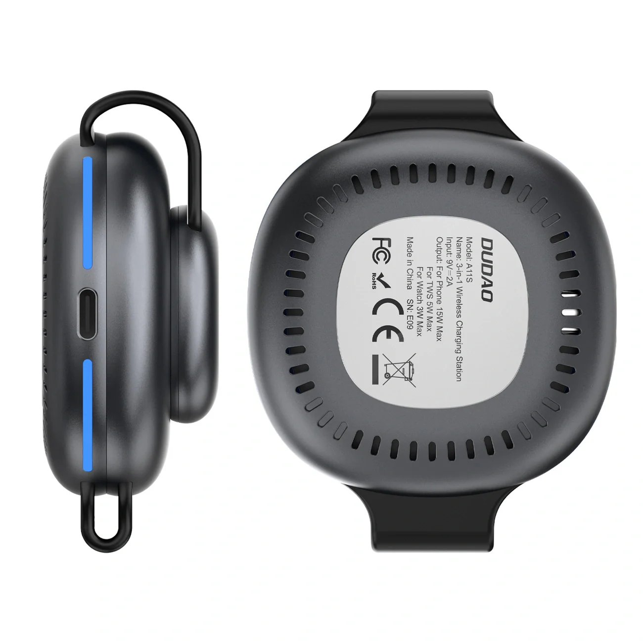 Dudao A11S 3in1 Wireless Network Charger, 15W, Black - Image 3