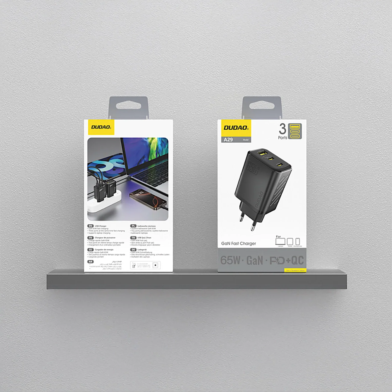 Dudao A29 Network Charger, 65W, 1 x USB-A - 2 x USB-C, Black - Image 6