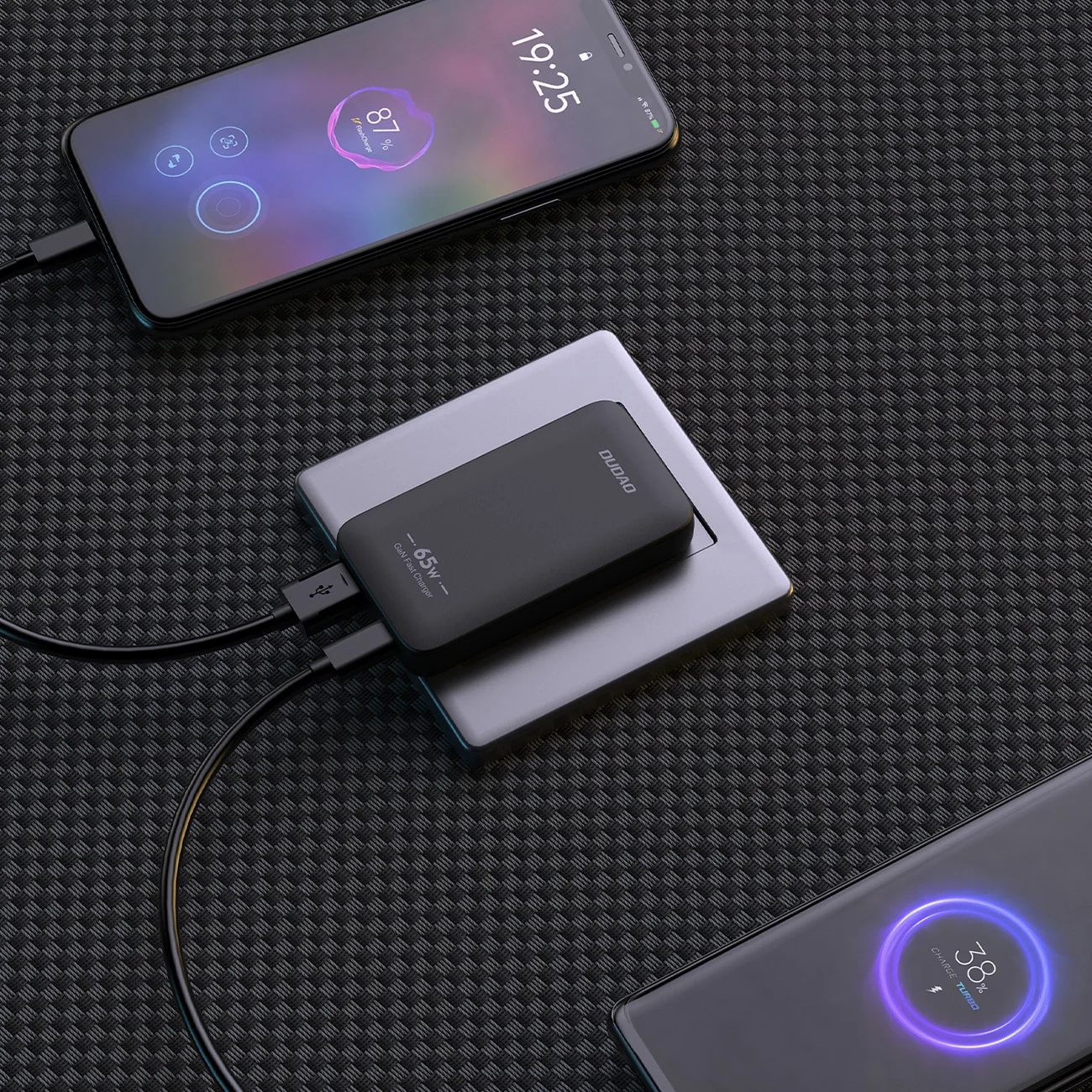 Dudao A65Q Travel Network Charger, 65W, 3.25A, 1 x USB-A - 1 x USB-C, Black - Image 4