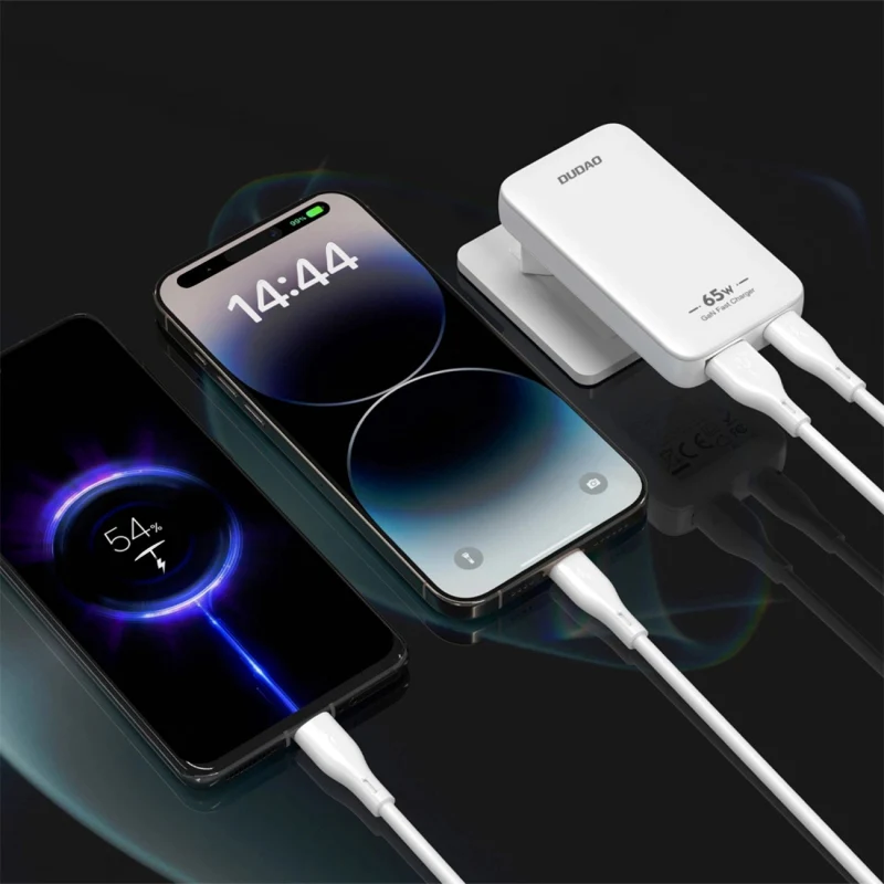 Dudao A65Q Travel Network Charger, 65W, 3.25A, 1 x USB-A - 1 x USB-C, White - Image 3