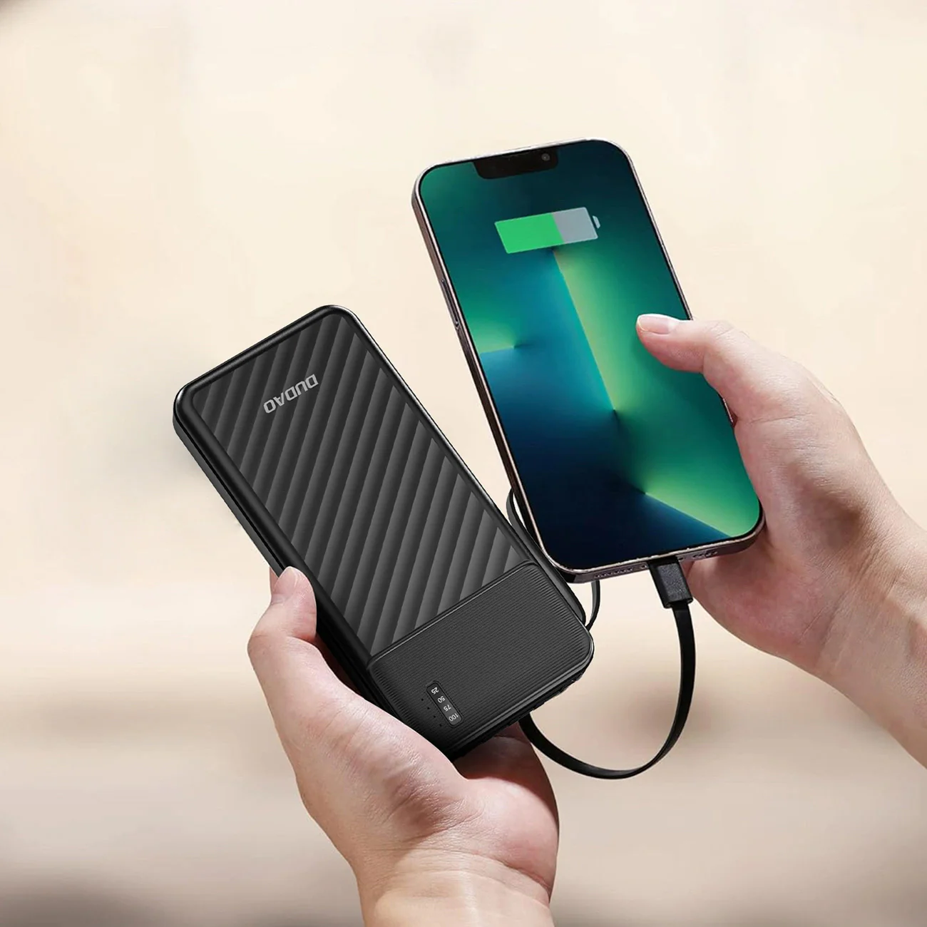 Dudao K11 External Battery, 10000mAh, 10W, 1 x Lightning - 1 x microUSB - 1 x USB-A - 1 x USB-C, Black - Image 2
