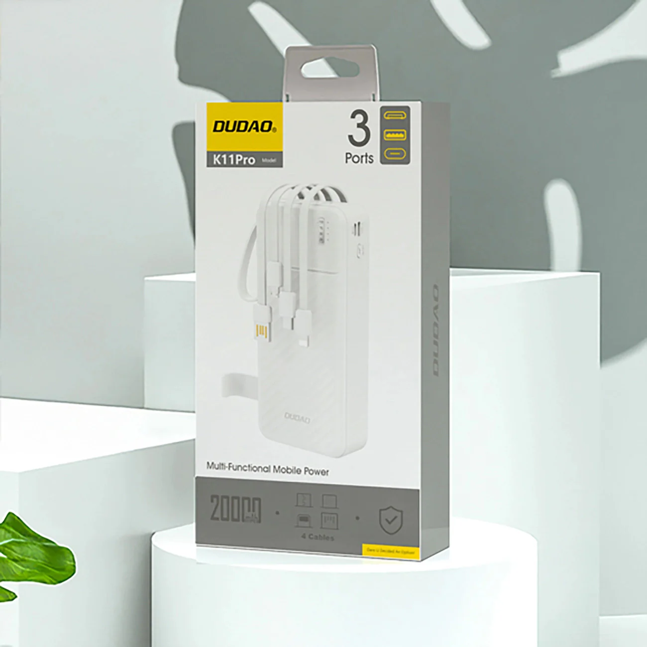 Dudao K11 Pro External Battery, 20000mAh, 10W, 1 x Lightning - 1 x microUSB - 1 x USB-A - 1 x USB-C, White - Image 5