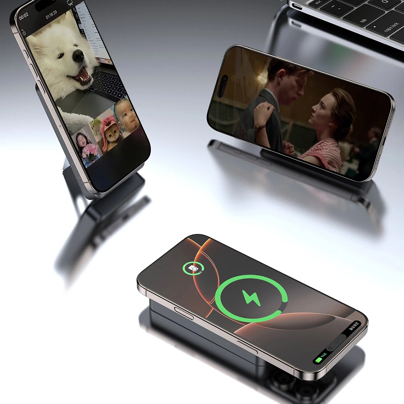 Dudao K29 Wireless External Battery, 10000mAh, 20W, PD + FQI, 1 x Lightning - 1 x QI - 1 x USB-C, Gray - Image 5