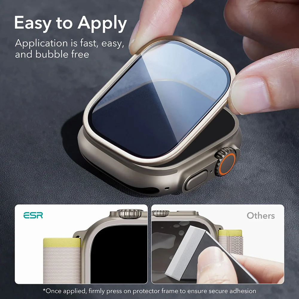 ESR Armorite Protection Film for Apple Watch Ultra Series, Set of 2 Pieces, Tempered Glass, Bronze - Image 2