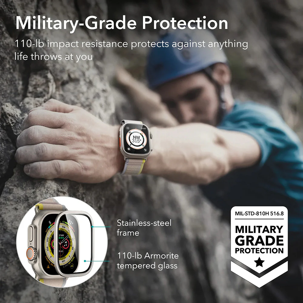 ESR Armorite Protection Film for Apple Watch Ultra Series, Set of 2 Pieces, Tempered Glass, Bronze - Image 3