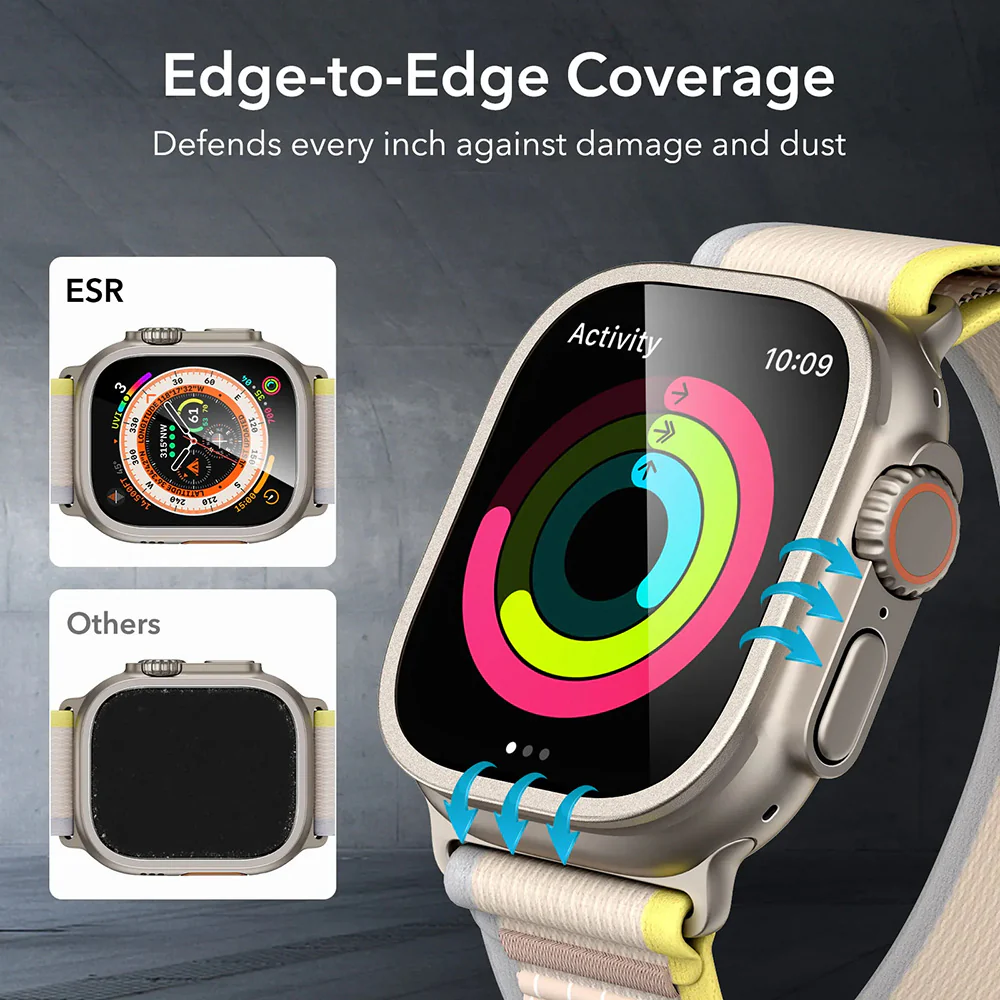 ESR Armorite Protection Film for Apple Watch Ultra Series, Set of 2 Pieces, Tempered Glass, Bronze - Image 5
