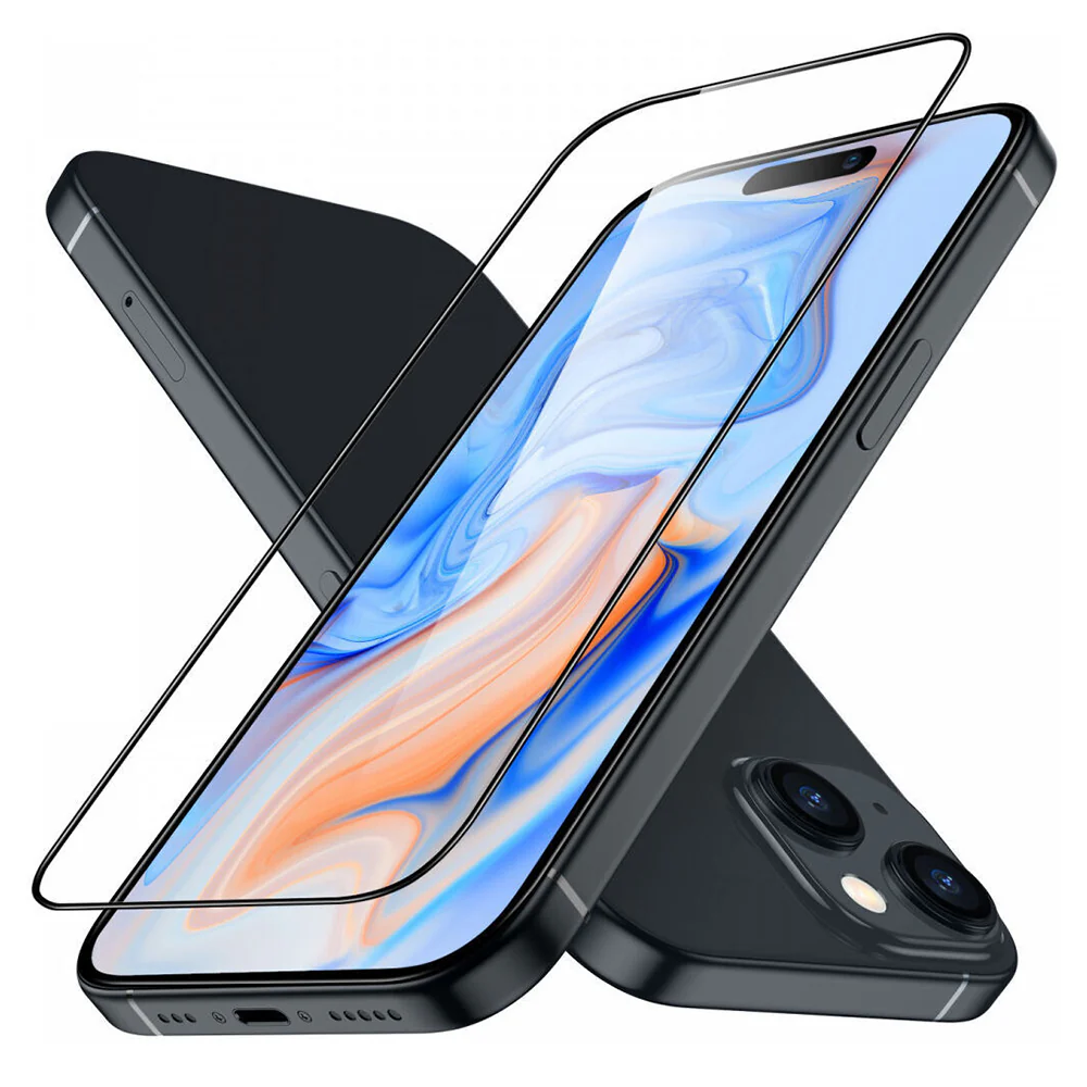 ESR Armorite Screen Protector for Apple iPhone 15 Plus, Tempered Glass, Full Glue, Black - Image 5
