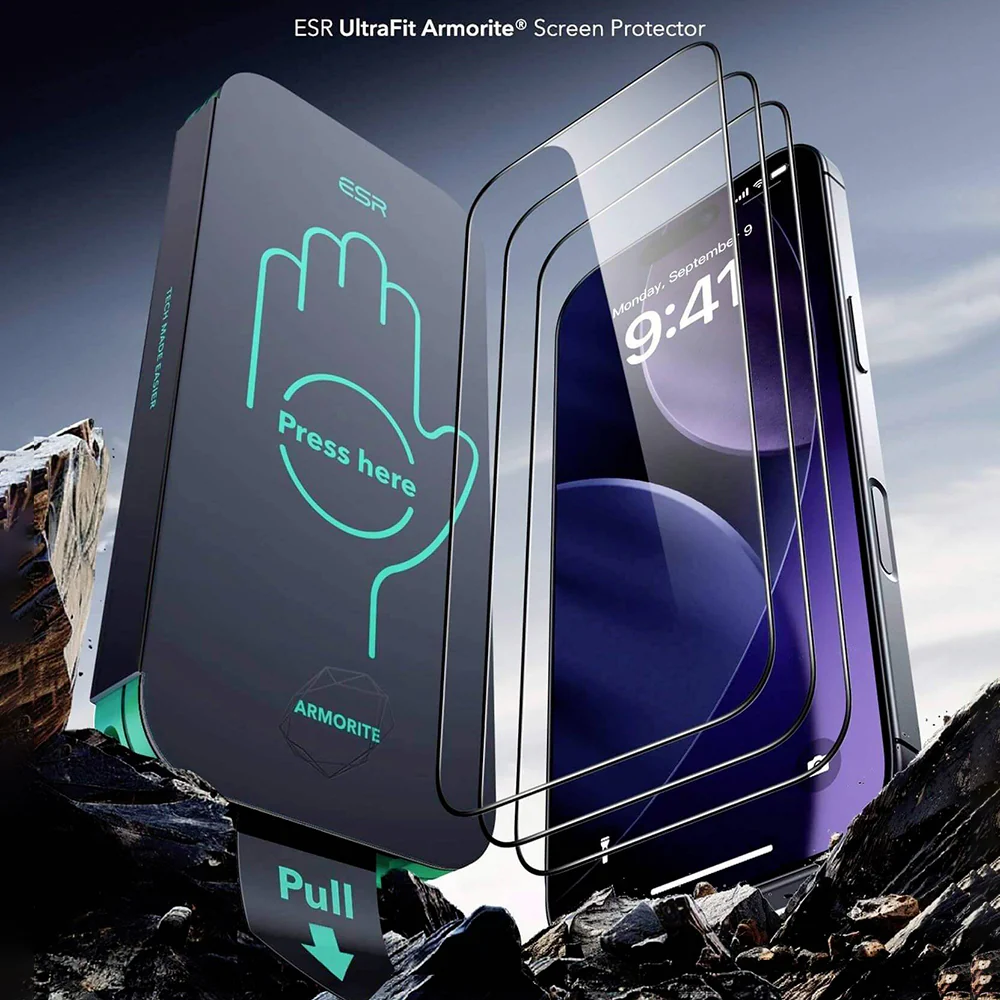 ESR Armorite UltraFit Screen Protector for Apple iPhone 17 Pro, Tempered Glass, Full Glue, Set of 2 Pieces, Black - Image 5