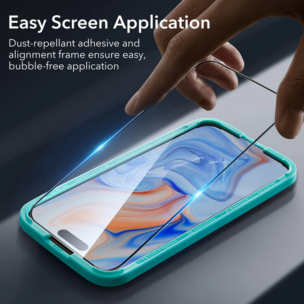 ESR Screen Protector for Apple iPhone 15, Tempered Glass, Full Glue, Black - Image 7
