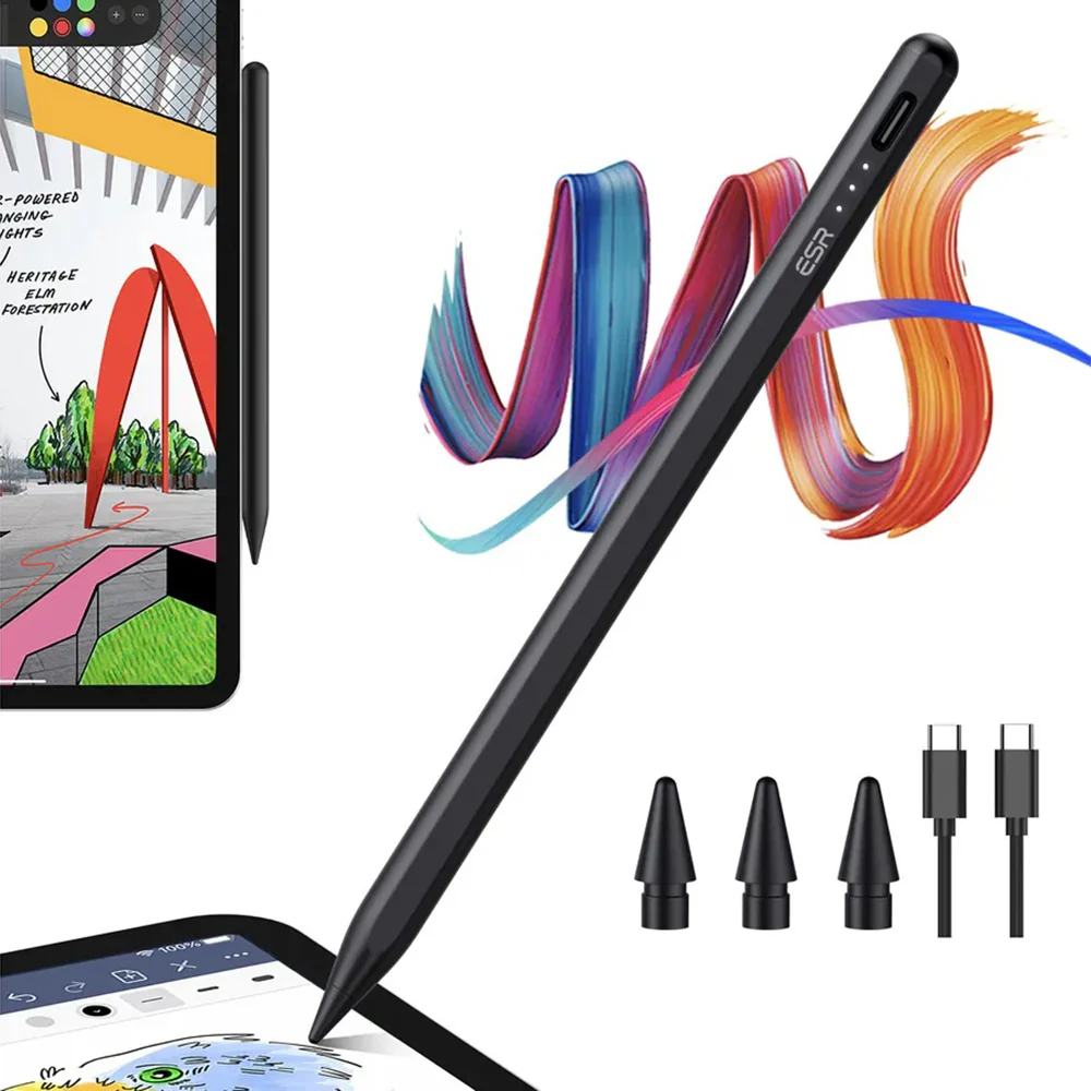 ESR Touch Pen for Apple iPad, Active Version, Black - Image 2