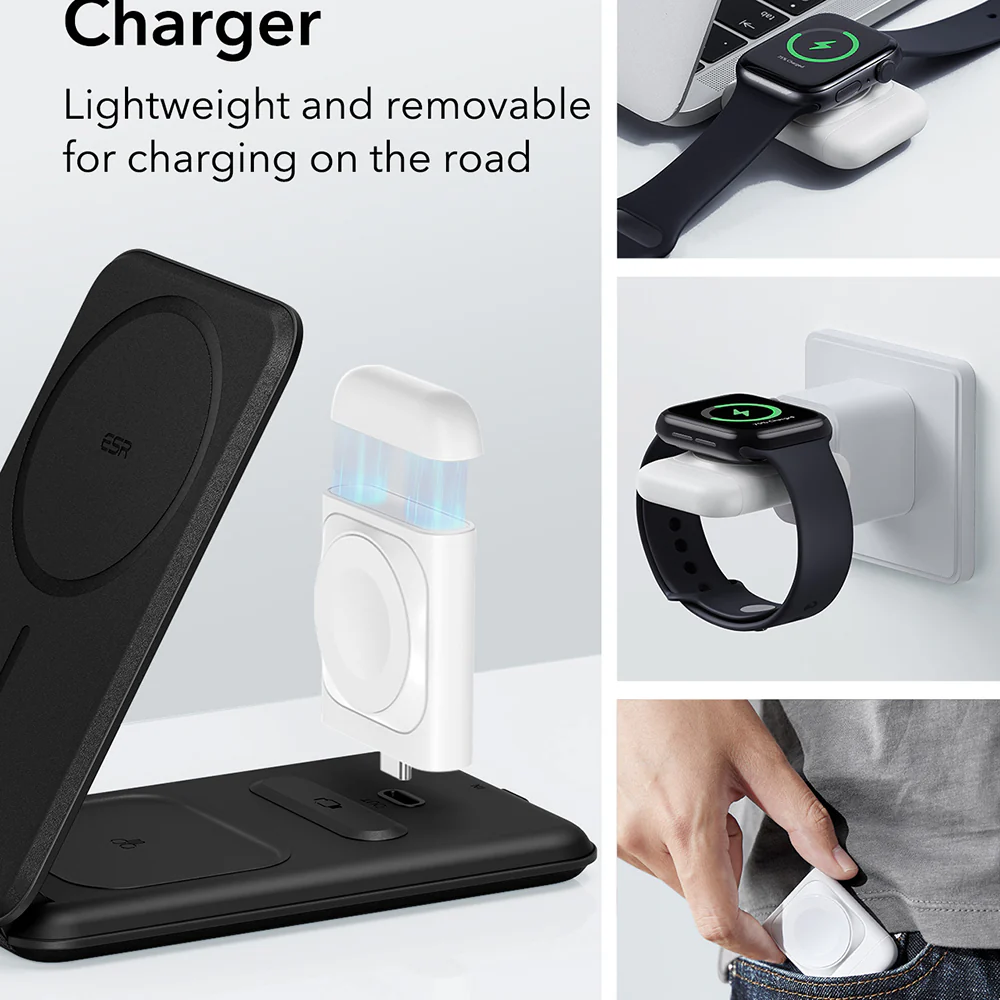 ESR Travel 3in1 Wireless Network Charger, 15W, 1.67A, Black - Image 5