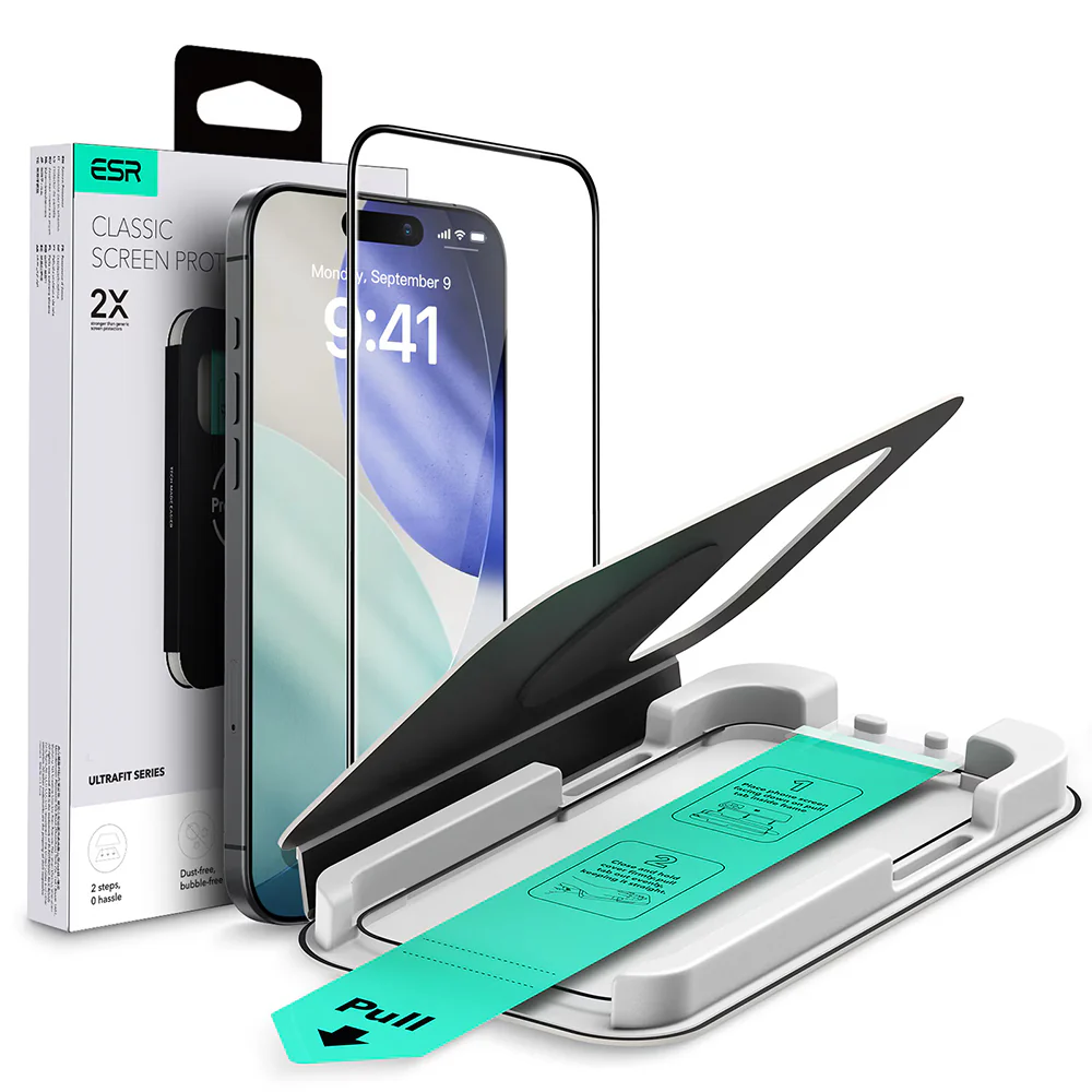 ESR UltraFit Screen Protector for Apple iPhone 17 Pro Max, Tempered Glass, Full Glue, Black