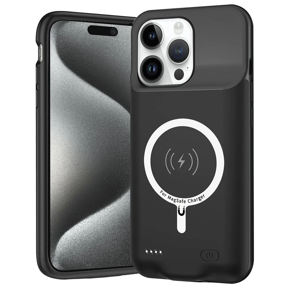 External Battery Case Wireless Techsuit Power Pro Battery for Apple iPhone 15 Pro Max, 8500mAh, Black - Image 2