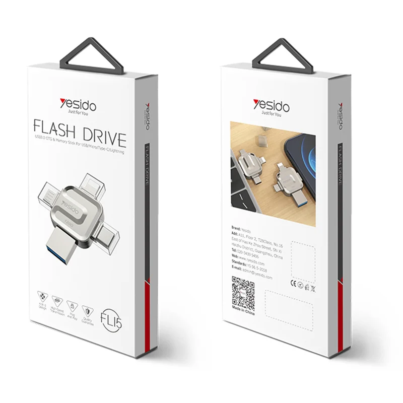 External Memory USB-A 3.0 / Lightning / USB-C / microUSB Yesido FL15, 64Gb - Image 7