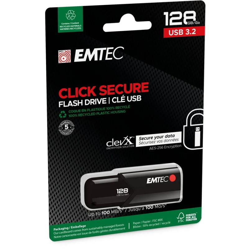 External Memory USB-A 3.2 Emtec B120 Click Secure, 128Gb ECMMD128GB123 - Image 3