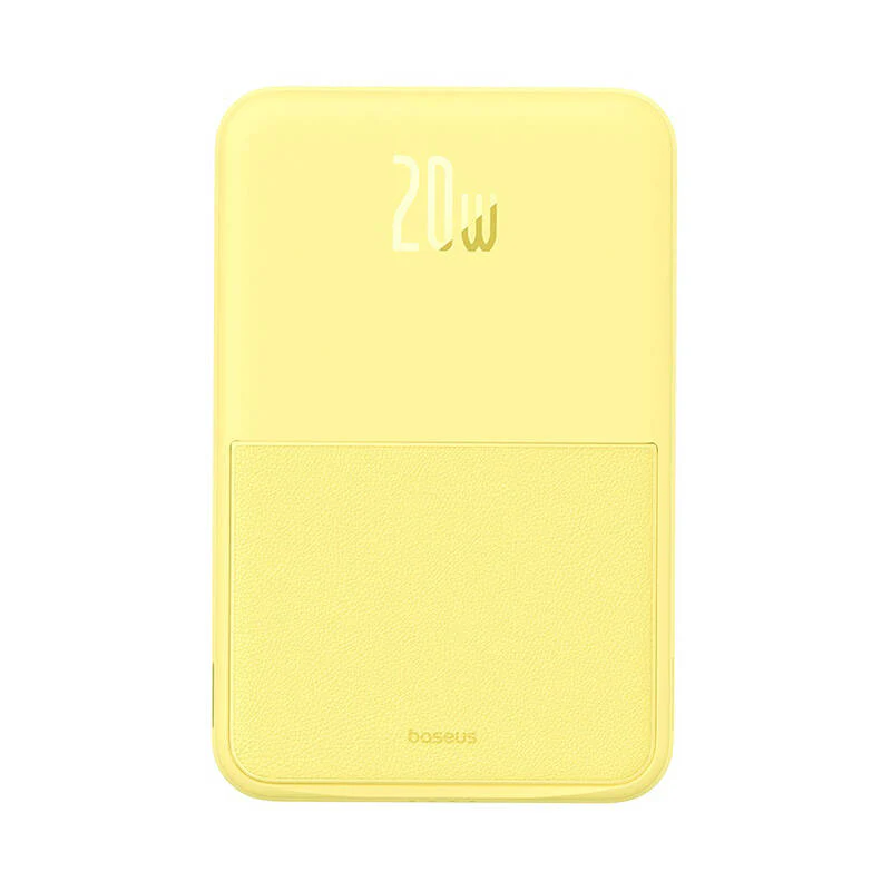 External Wireless Battery Baseus MagPro PPCXZ05, 5000mAh, 20W, PD + FQI, 1 x QI - 1 x USB-C, Yellow P10064101Y23-00 - Image 3
