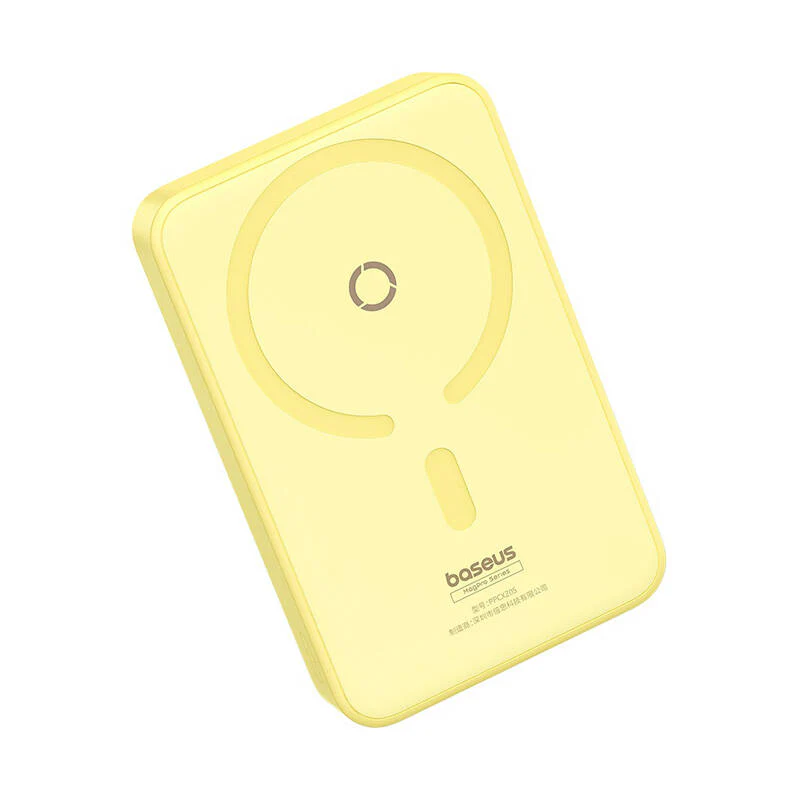 External Wireless Battery Baseus MagPro PPCXZ05, 5000mAh, 20W, PD + FQI, 1 x QI - 1 x USB-C, Yellow P10064101Y23-00 - Image 4
