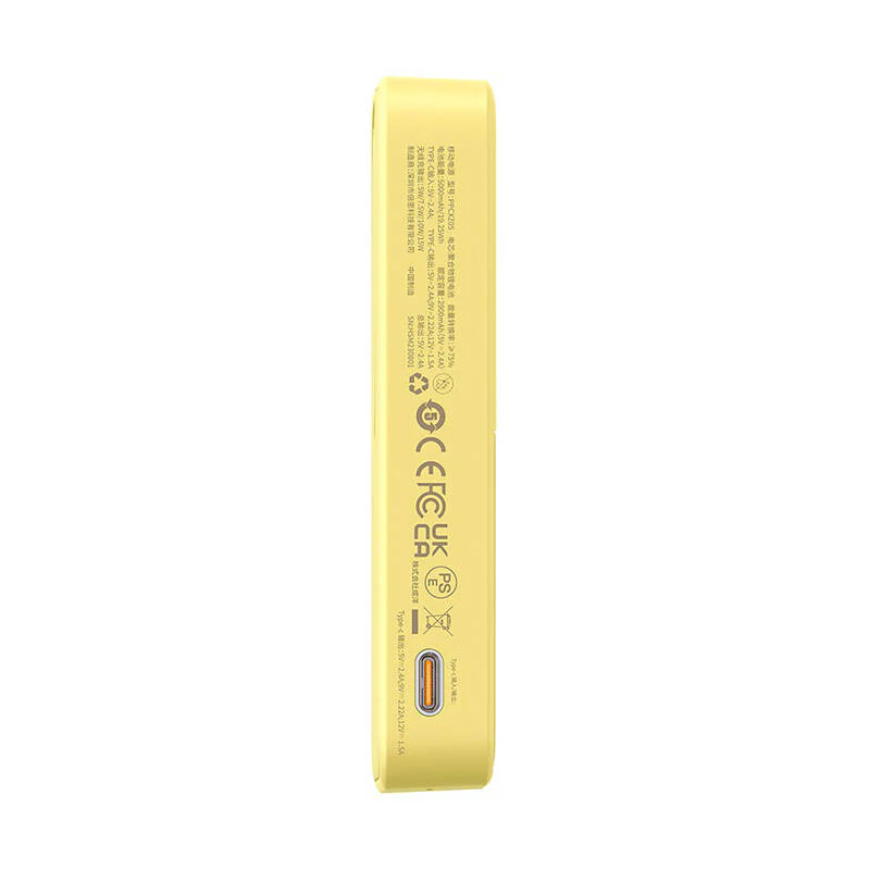 External Wireless Battery Baseus MagPro PPCXZ05, 5000mAh, 20W, PD + FQI, 1 x QI - 1 x USB-C, Yellow P10064101Y23-00 - Image 5