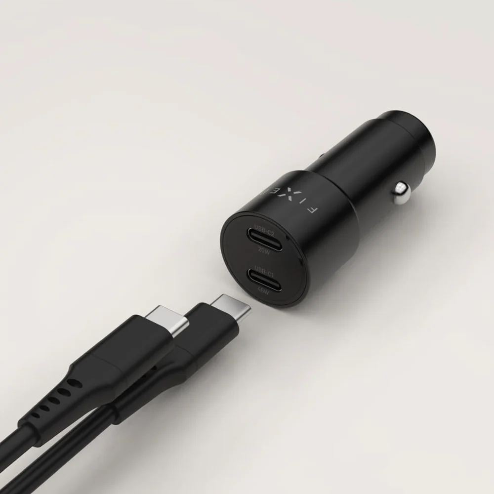 Fixed Auto Charger, 65W, 3A, 2 x USB-C, Black - Image 4
