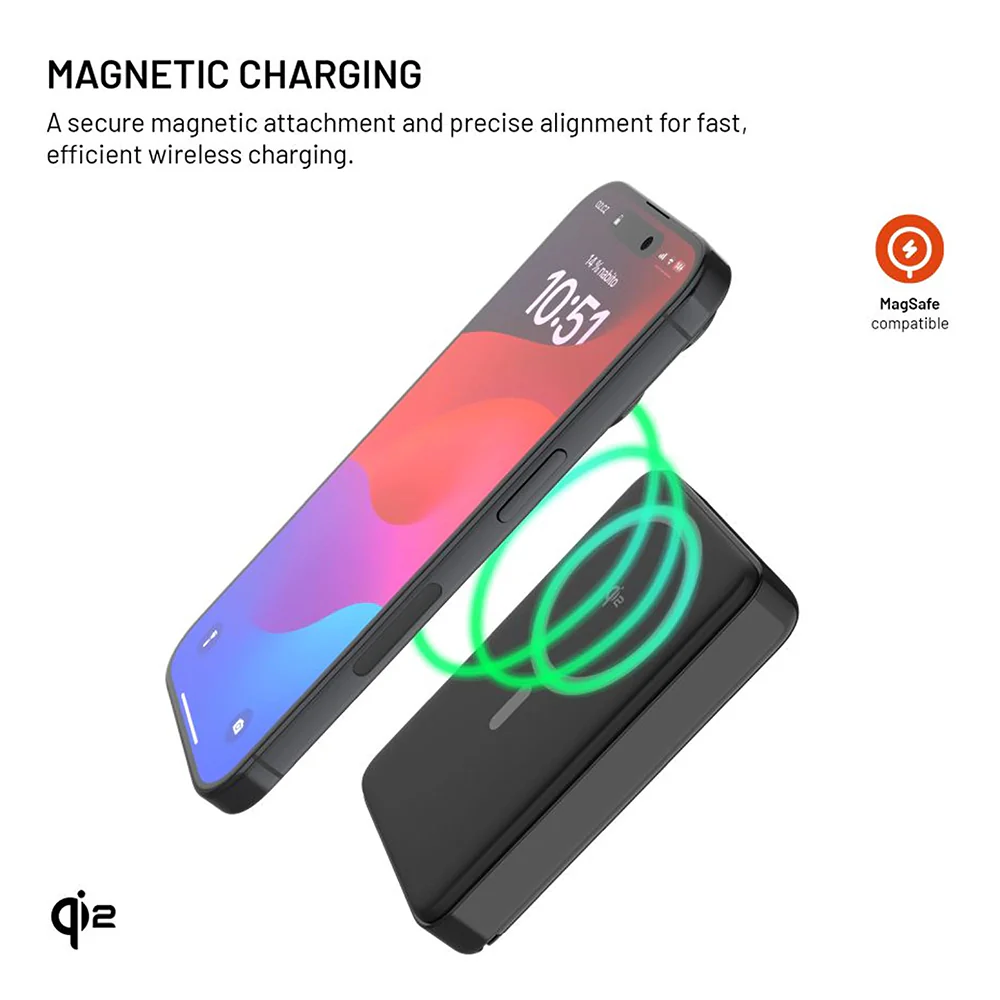 Fixed MagZen 10 Pro Wireless External Battery, 10000mAh, 30W, PD + FQI, 1 x QI - 1 x USB-C, Black - Image 6