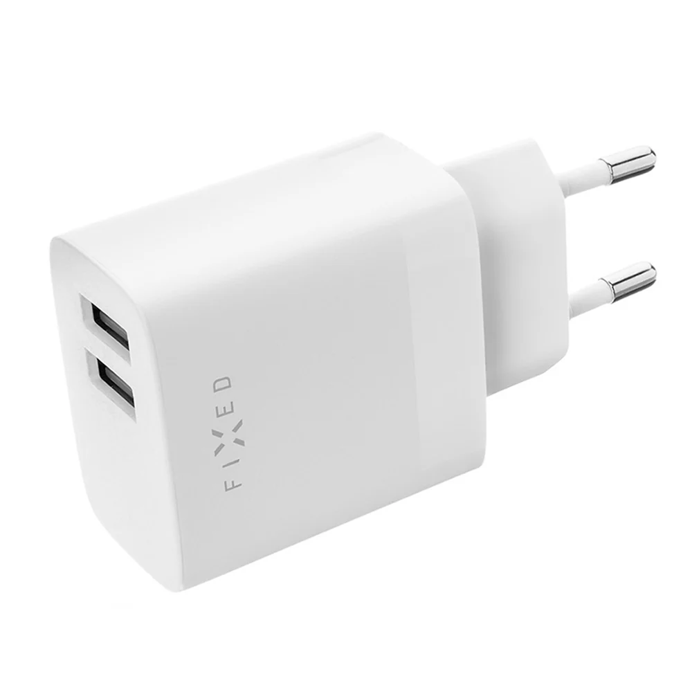 Fixed Network Charger, 17W, 3A, 2 x USB-A, White