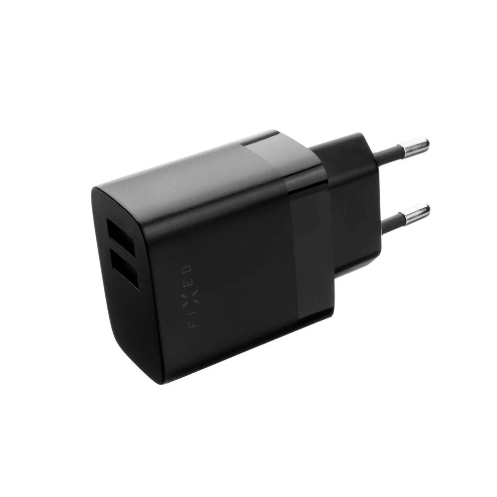 Fixed Network Charger with microUSB Cable, 17W, 3A, 2 x USB-A, Black - Image 5