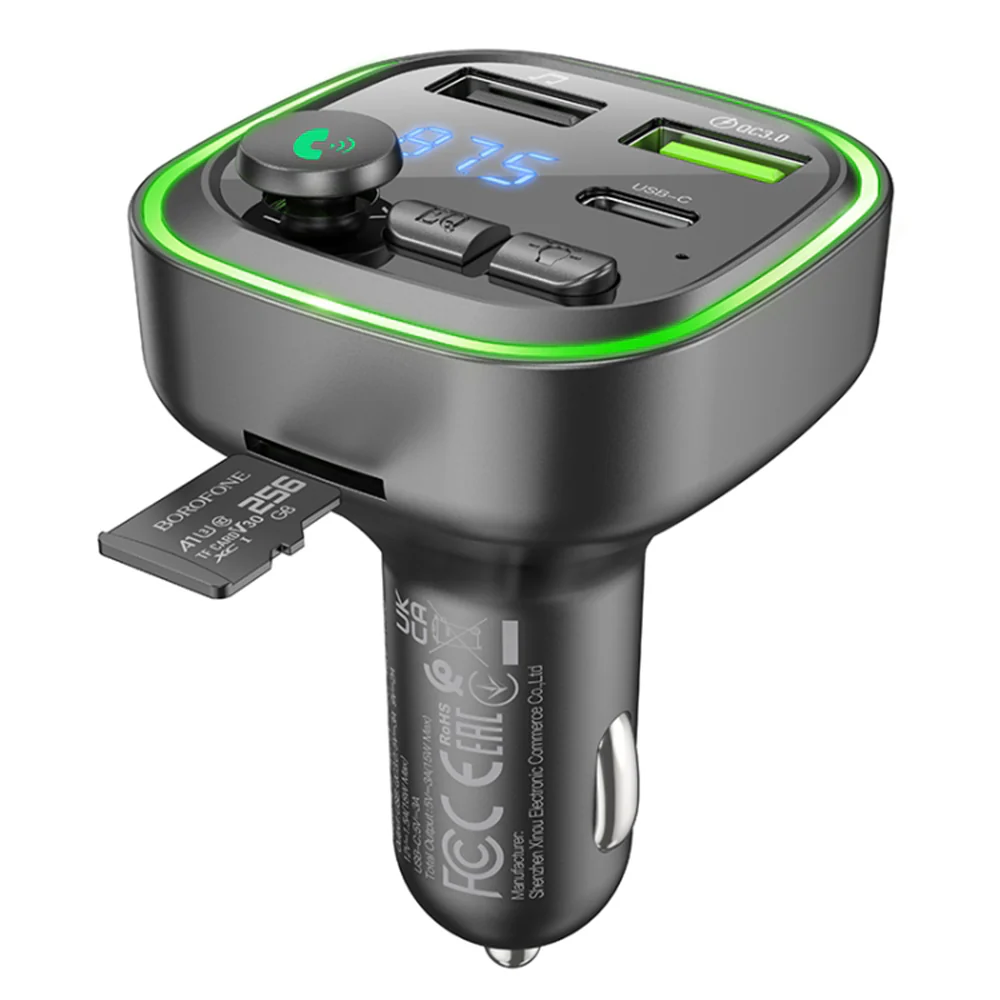 FM Bluetooth Modulator Borofone BC48, 2 x USB-A - 1 x USB-C - 1 x microSD - Image 8