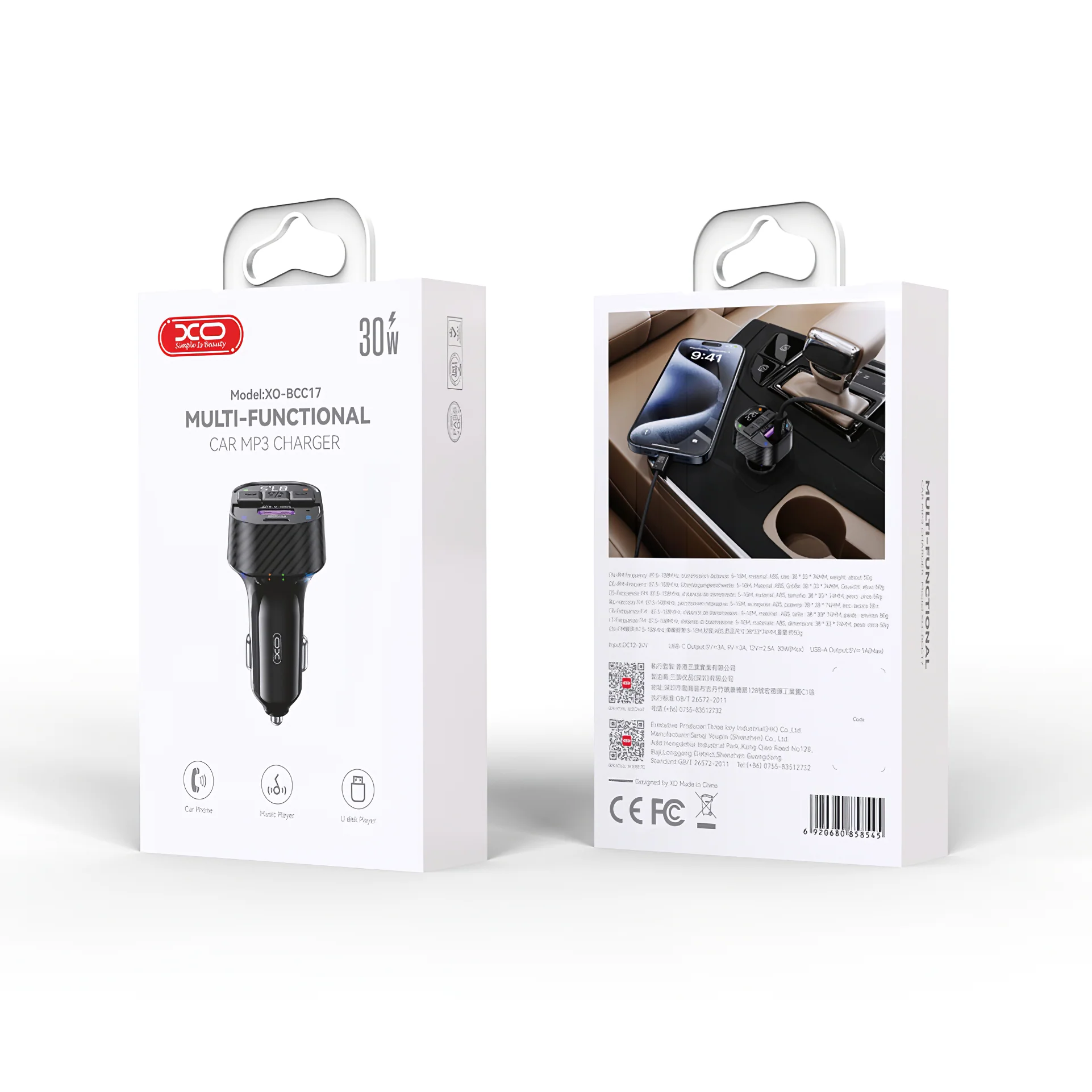 FM Bluetooth Modulator XO Design BCC17, 1 x USB-A - 1 x USB-C - Image 4