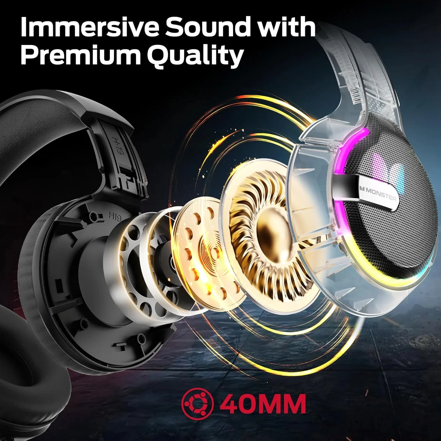 Gaming Headphones 3.5mm Monster Mission 320, RGB, 1.9m, Black - Image 7