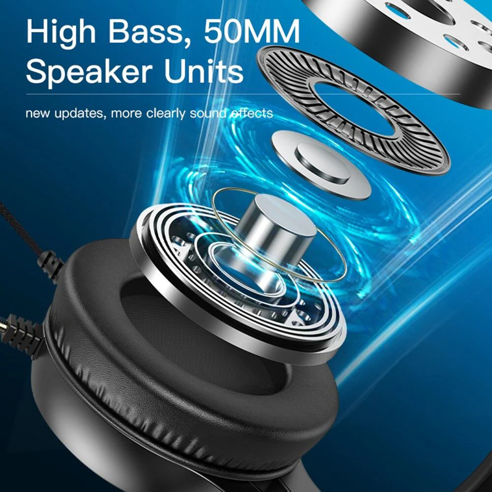 Gaming Headphones 3.5mm Yesido EK02, RGB, 2.2m, Black - Image 4