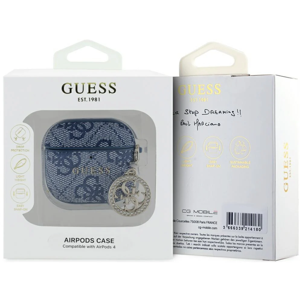 Guess 4G Strass Charm Case for Apple AirPods 4, Blue - Image 3