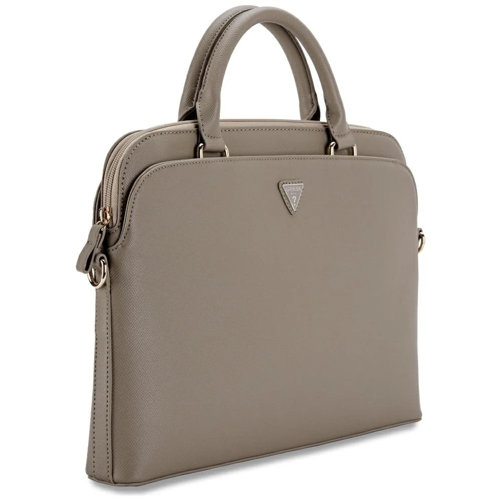 Guess Grained Triangle Logo Bag for 15inch Laptop, Beige - Image 2
