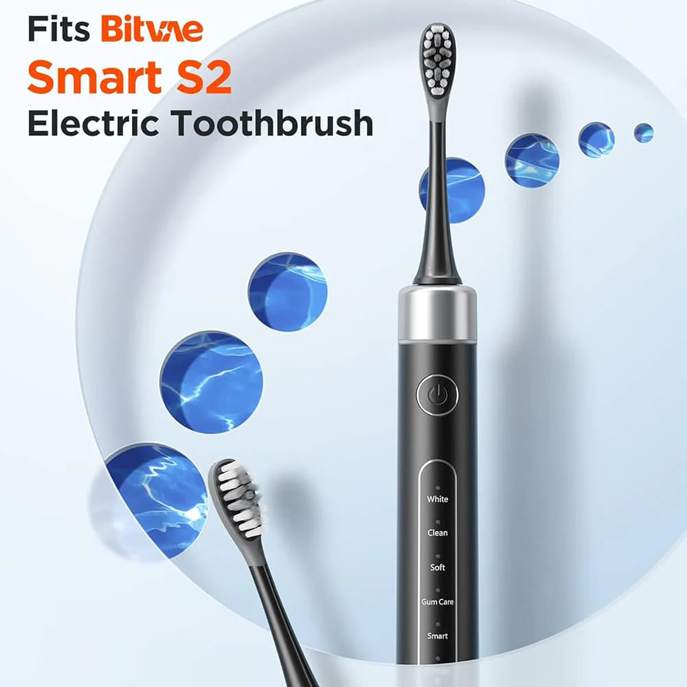 Gum Care Replacement Head for Bitvae S2 / S3 Electric Toothbrush, Set of 4, White - Image 6