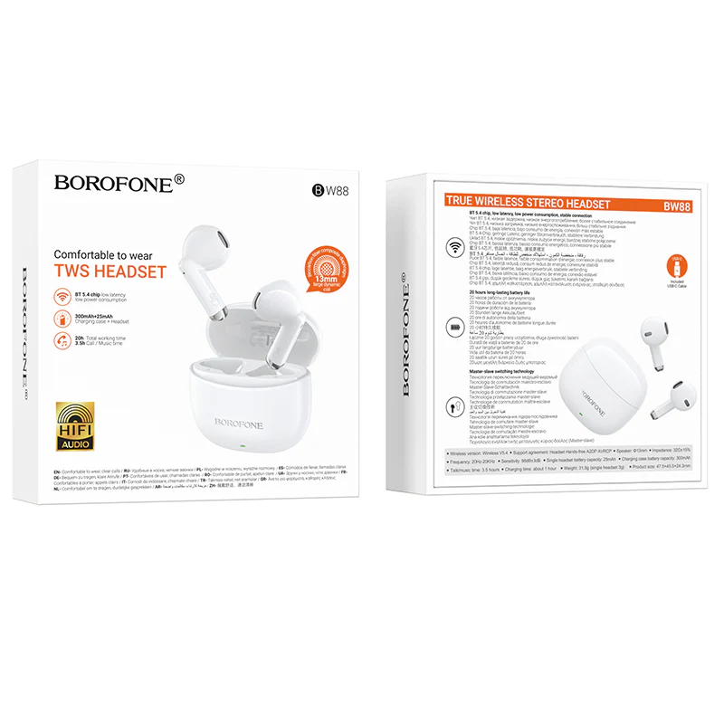 Handsfree Bluetooth Borofone BW88 Deep Rhyme, TWS, White - Image 7