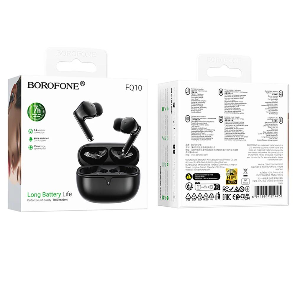 Handsfree Bluetooth Borofone FQ10 Joyful, TWS, Black - Image 6