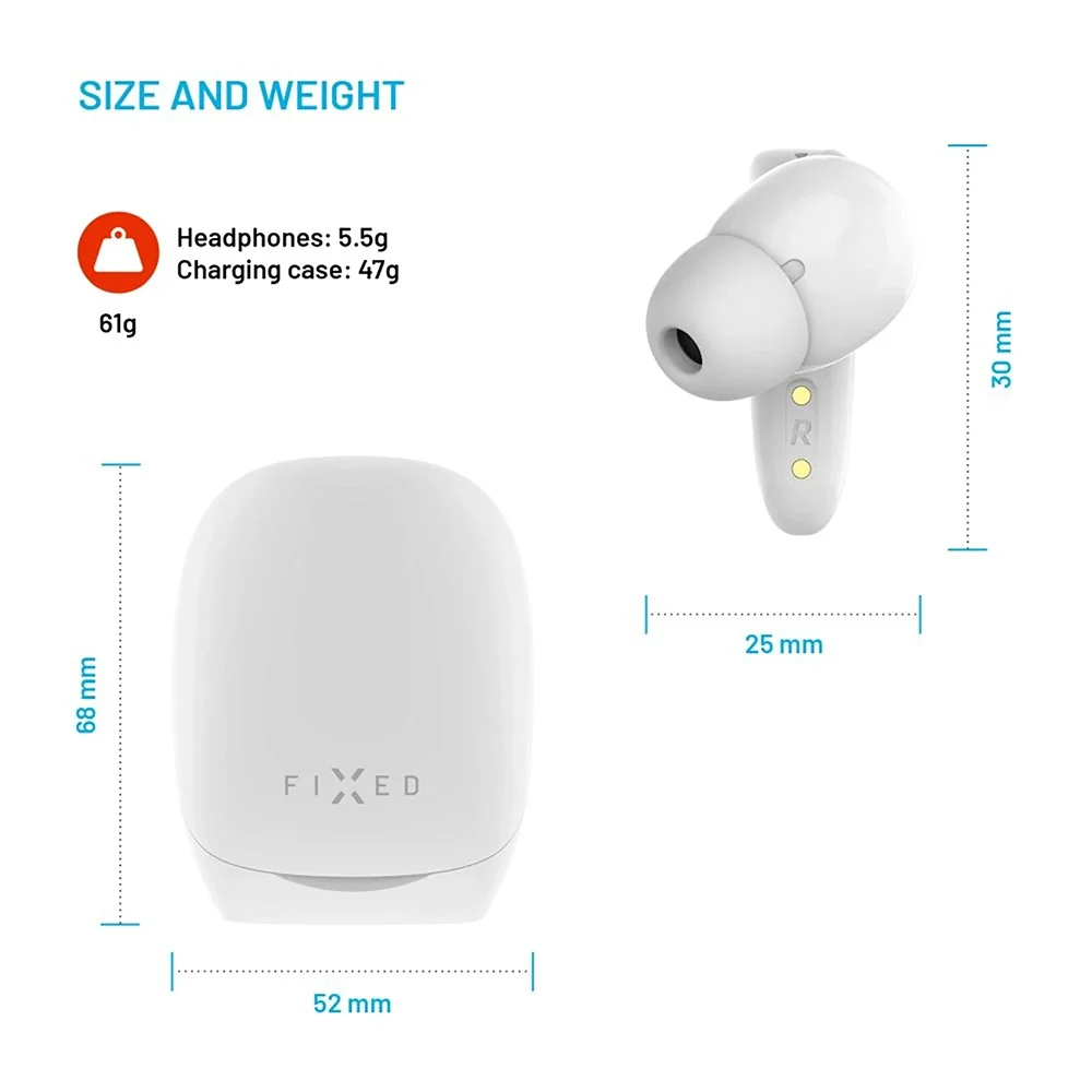Handsfree Bluetooth Fixed Pods, TWS, White - Image 6