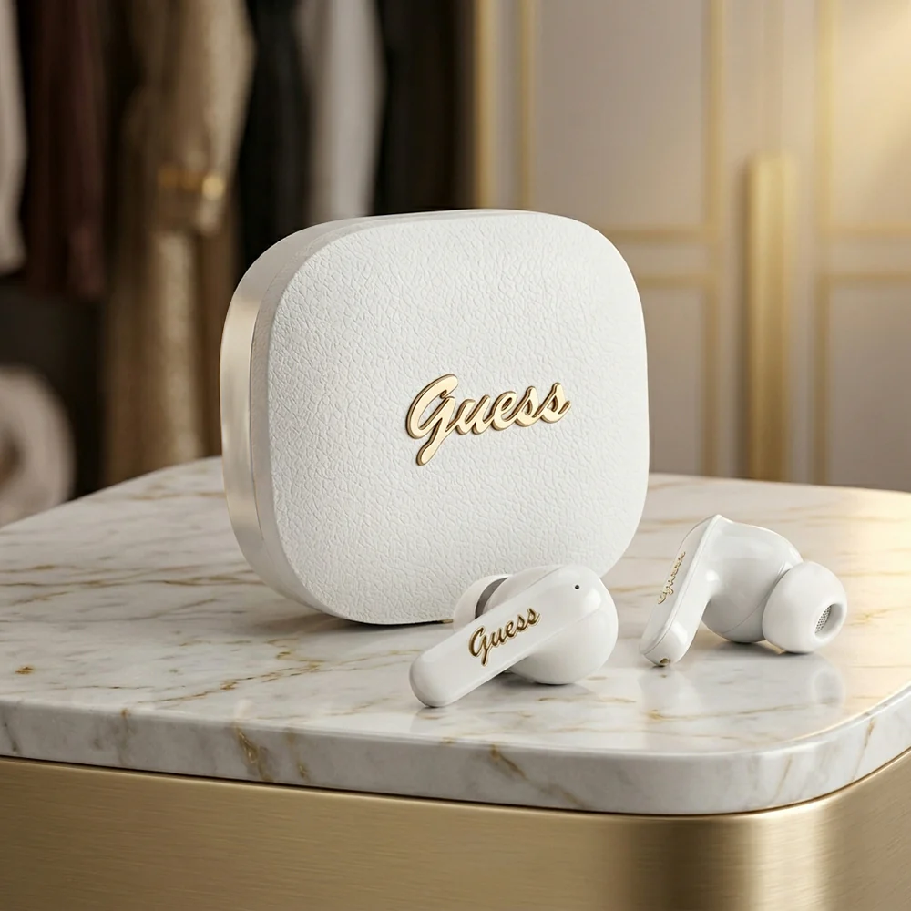 Handsfree Bluetooth Guess Script Metal Logo, TWS, White - Image 3